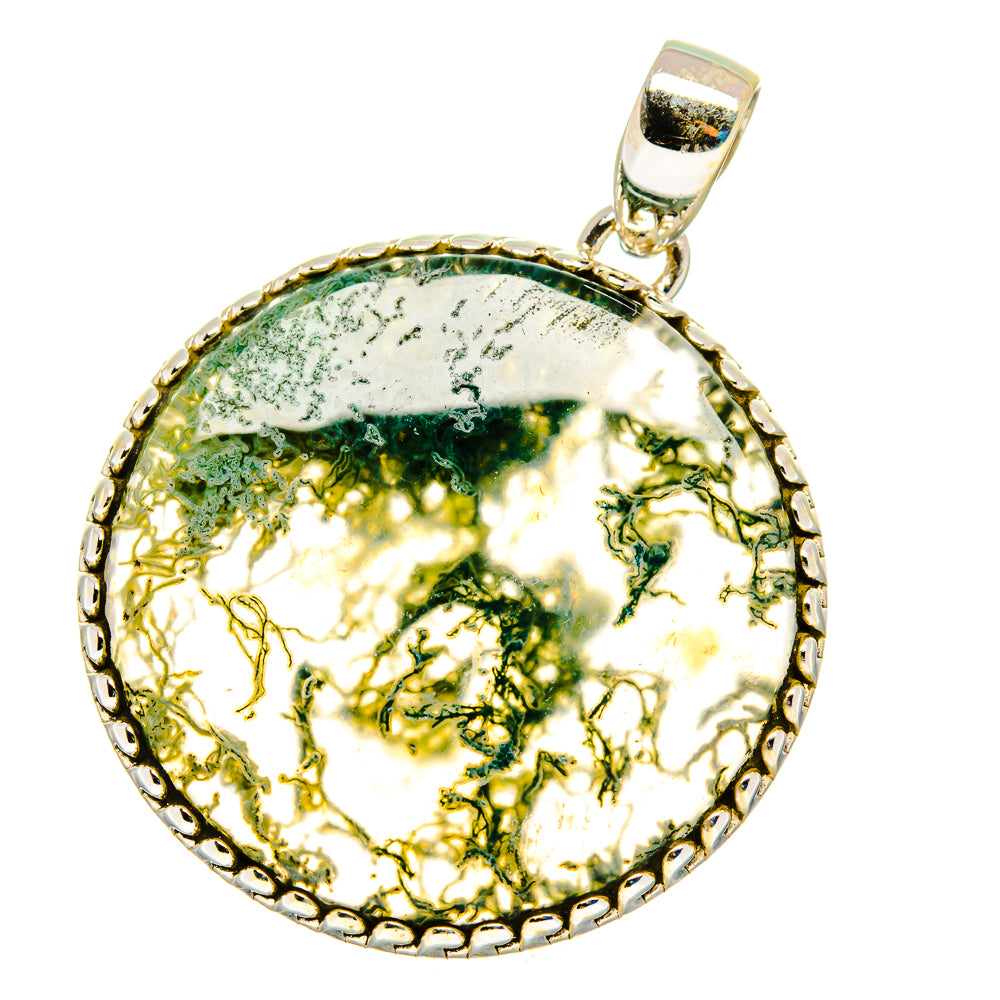 Green Moss Agate Pendants handcrafted by Ana Silver Co - PD16215