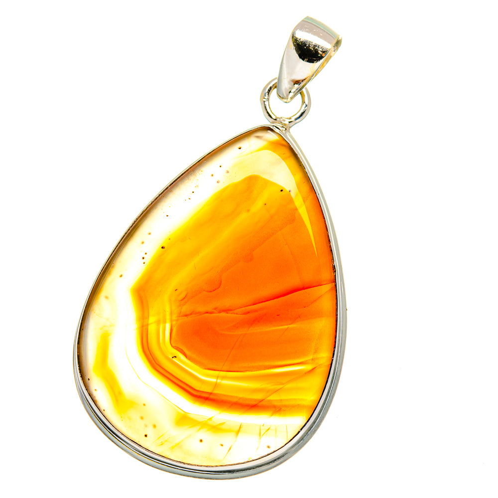Orange Botswana Agate Pendants handcrafted by Ana Silver Co - PD16237