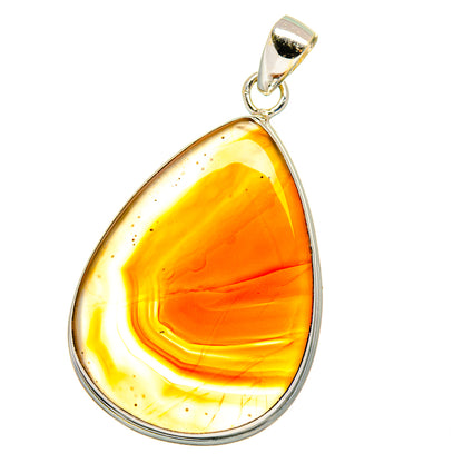 Orange Botswana Agate Pendants handcrafted by Ana Silver Co - PD16237