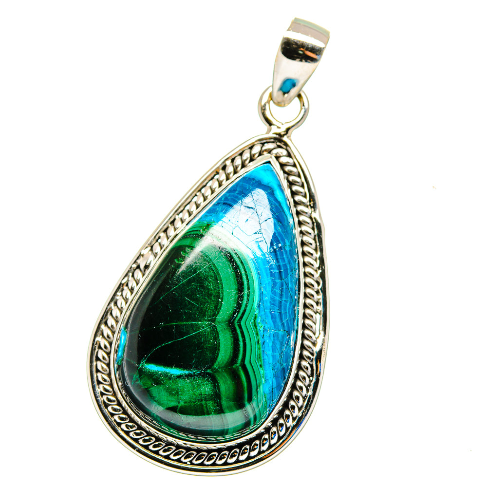 Malachite In Chrysocolla Pendants handcrafted by Ana Silver Co - PD16276