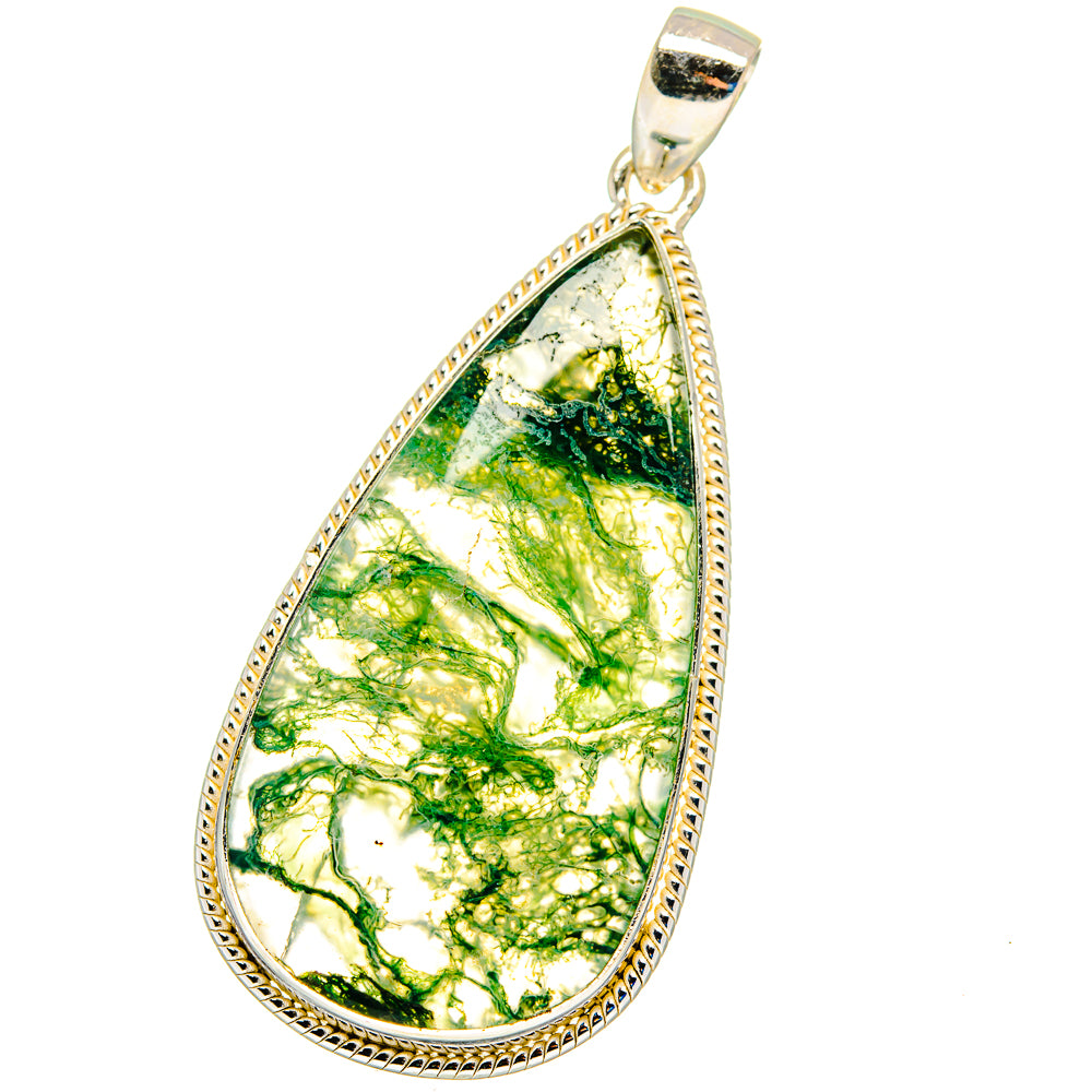 Green Moss Agate Pendants handcrafted by Ana Silver Co - PD16278