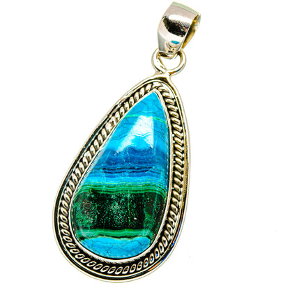 Malachite In Chrysocolla Pendants handcrafted by Ana Silver Co - PD16311