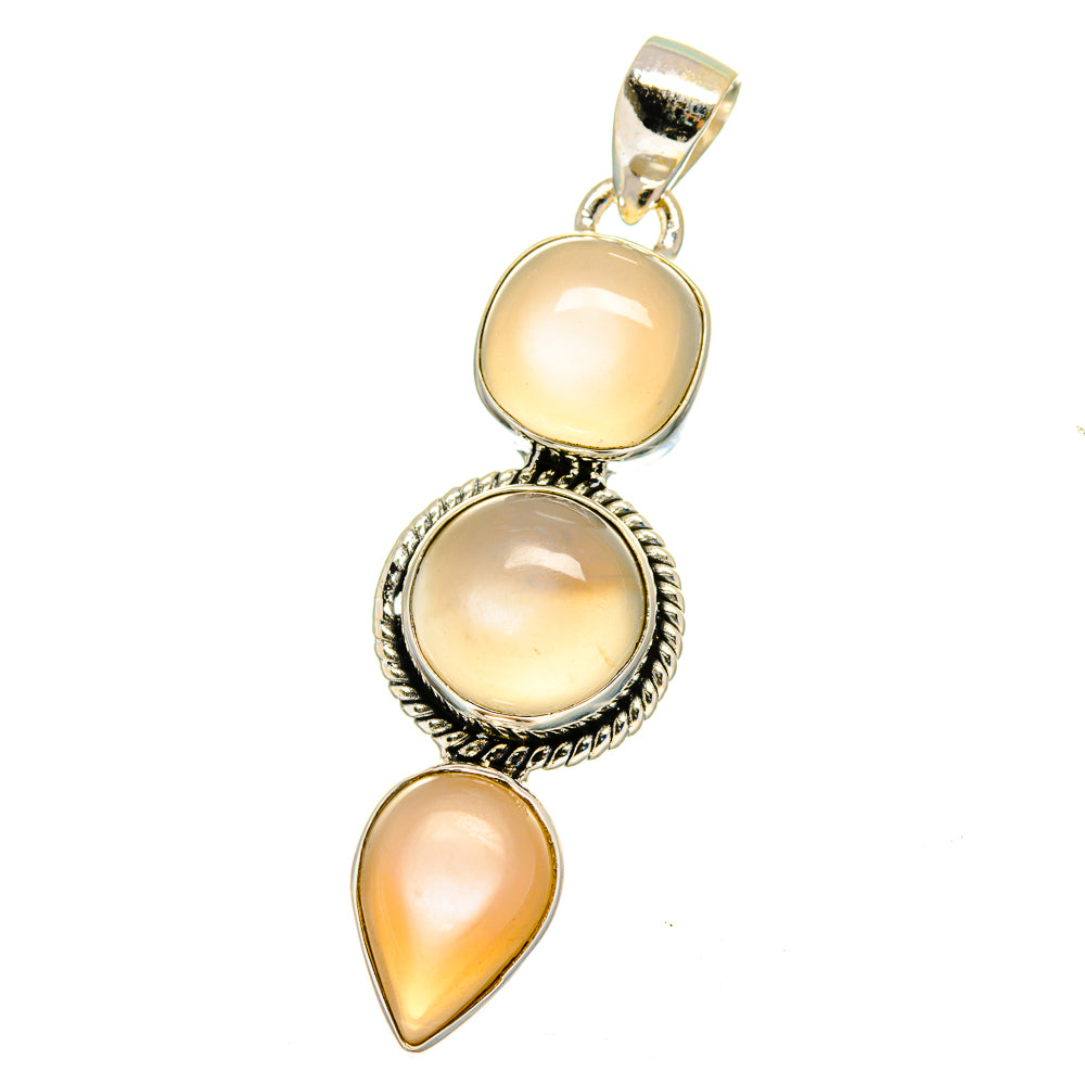 Peach Moonstone Pendants handcrafted by Ana Silver Co - PD16315