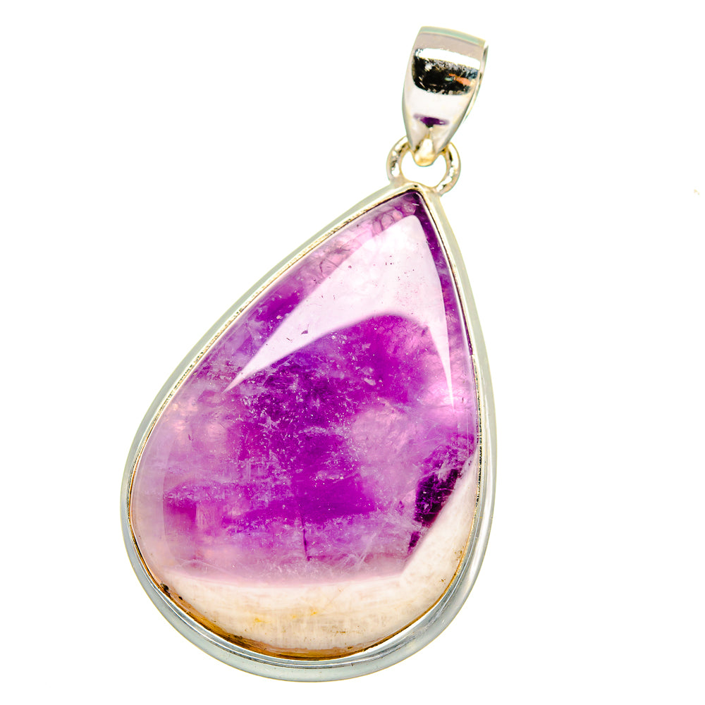 Teardrop amethyst pendant with 925 sterling silver bail, full view