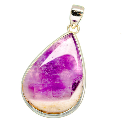 Teardrop amethyst pendant with 925 sterling silver bail, full view