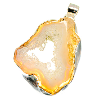 White Geode Slice Pendants handcrafted by Ana Silver Co - PD16396