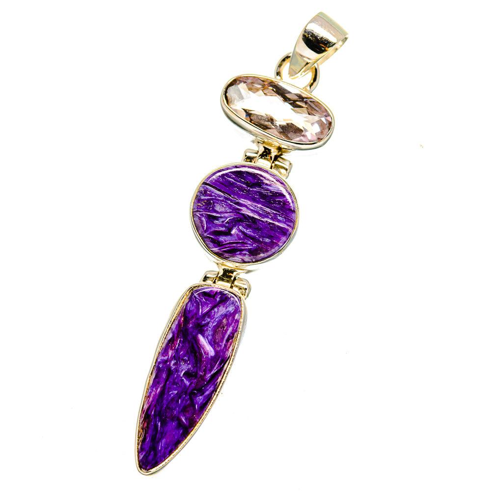 Charoite, Kunzite Pendants handcrafted by Ana Silver Co - PD16401
