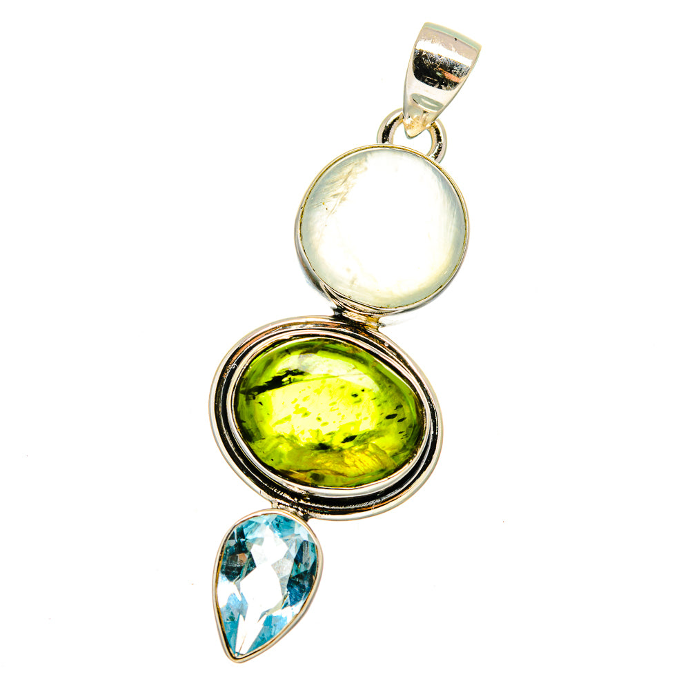 Peridot, Aqua Chalcedony, Blue Topaz Pendants handcrafted by Ana Silver Co - PD16403