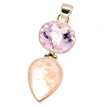 Rose Quartz, Kunzite Pendants handcrafted by Ana Silver Co - PD16407