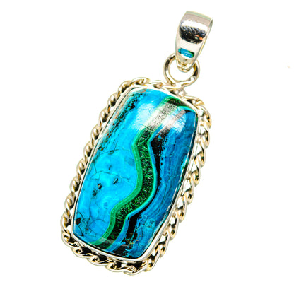 Malachite In Chrysocolla Pendants handcrafted by Ana Silver Co - PD16426