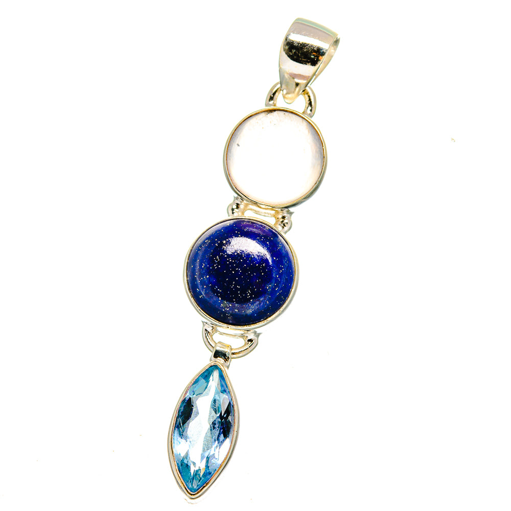 Lapis Lazuli, Blue Topaz, Rainbow Moonstone Pendants handcrafted by Ana Silver Co - PD16439