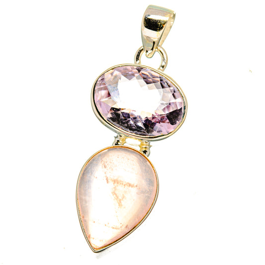 Rose Quartz, Kunzite Pendants handcrafted by Ana Silver Co - PD16440