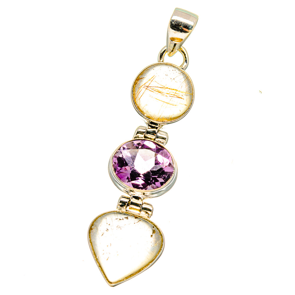 Rutilated Quartz, Amethyst Pendants handcrafted by Ana Silver Co - PD16441