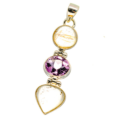 Rutilated Quartz, Amethyst Pendants handcrafted by Ana Silver Co - PD16441