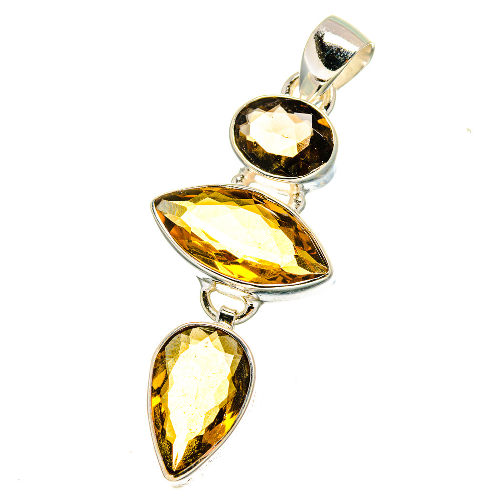 Mandarin Citrine, Smoky Quartz Pendants handcrafted by Ana Silver Co - PD16442
