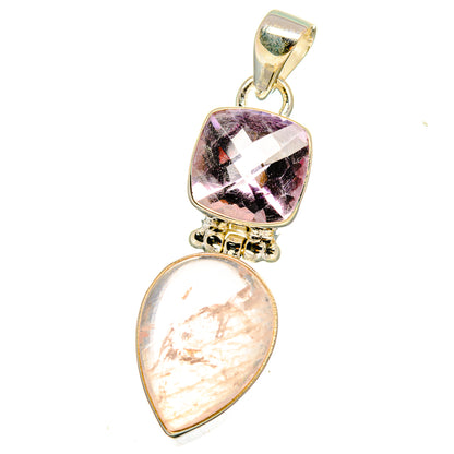 Rose Quartz, Amethyst Pendants handcrafted by Ana Silver Co - PD16448