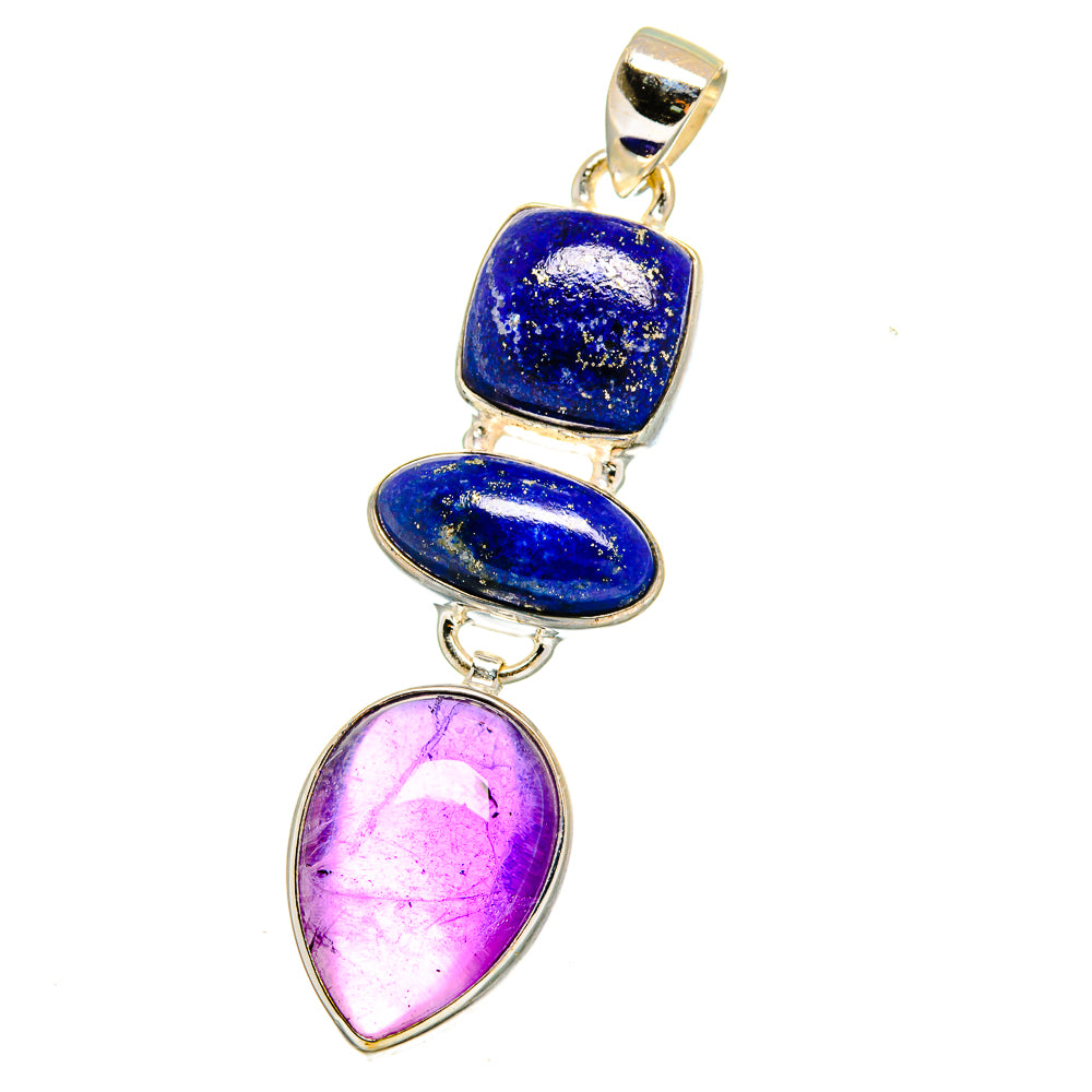 Amethyst, Lapis Lazuli Pendants handcrafted by Ana Silver Co - PD16449