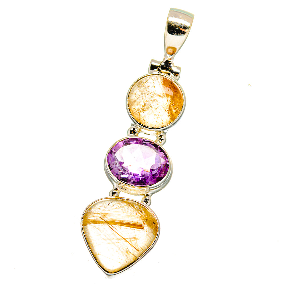 Rutilated Quartz, Amethyst Pendants handcrafted by Ana Silver Co - PD16450