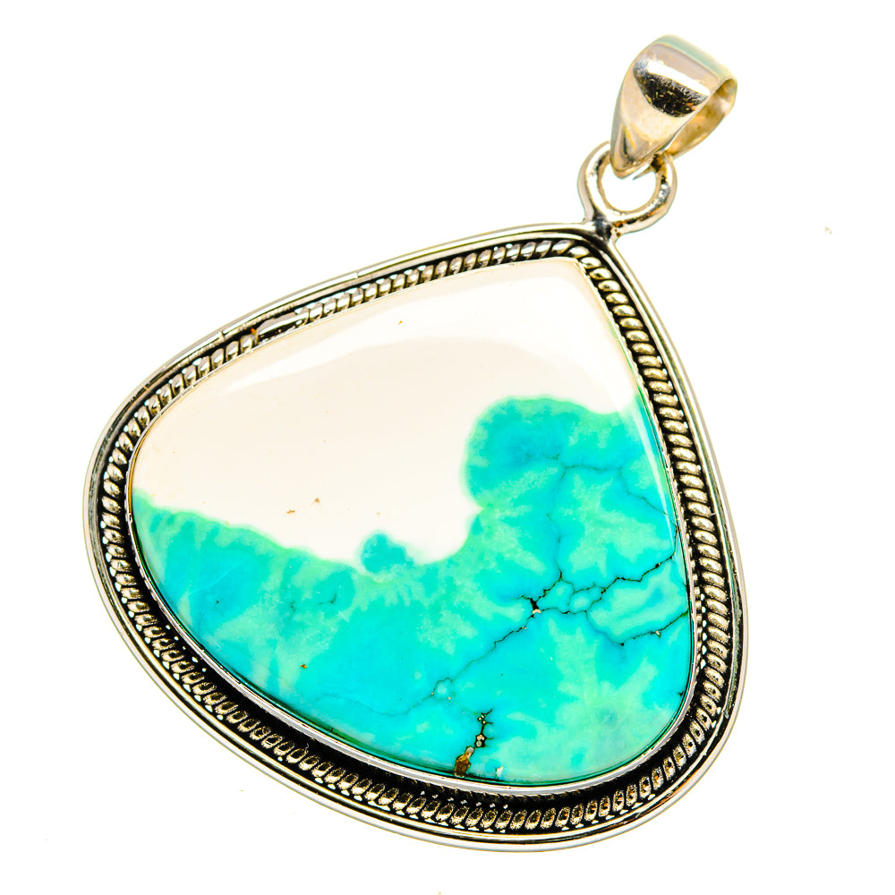 Turquoise howlite teardrop pendant with loop bail, 925 sterling silver frame
