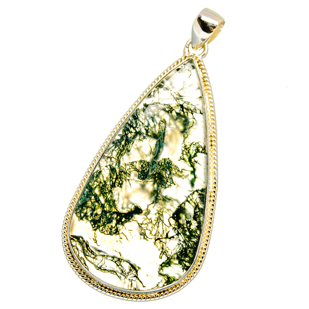 Green Moss Agate Pendants handcrafted by Ana Silver Co - PD16495