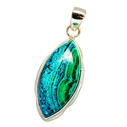 Malachite In Chrysocolla Pendants handcrafted by Ana Silver Co - PD16538