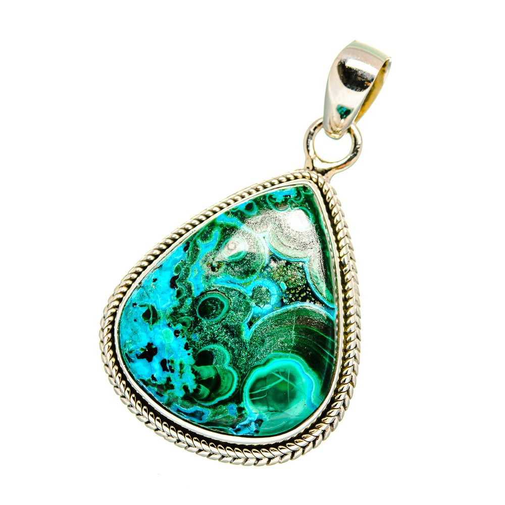 Malachite In Chrysocolla Pendants handcrafted by Ana Silver Co - PD16550