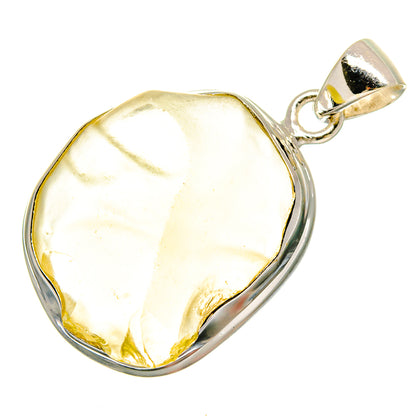 Sterling silver pendant with polished pale yellow Libyan Desert Glass stone