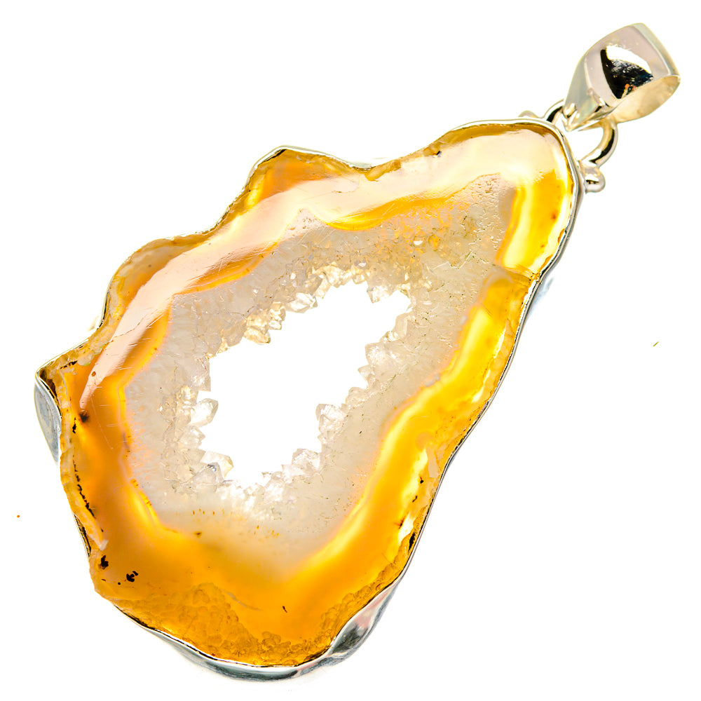 White Geode Slice Pendants handcrafted by Ana Silver Co - PD16638