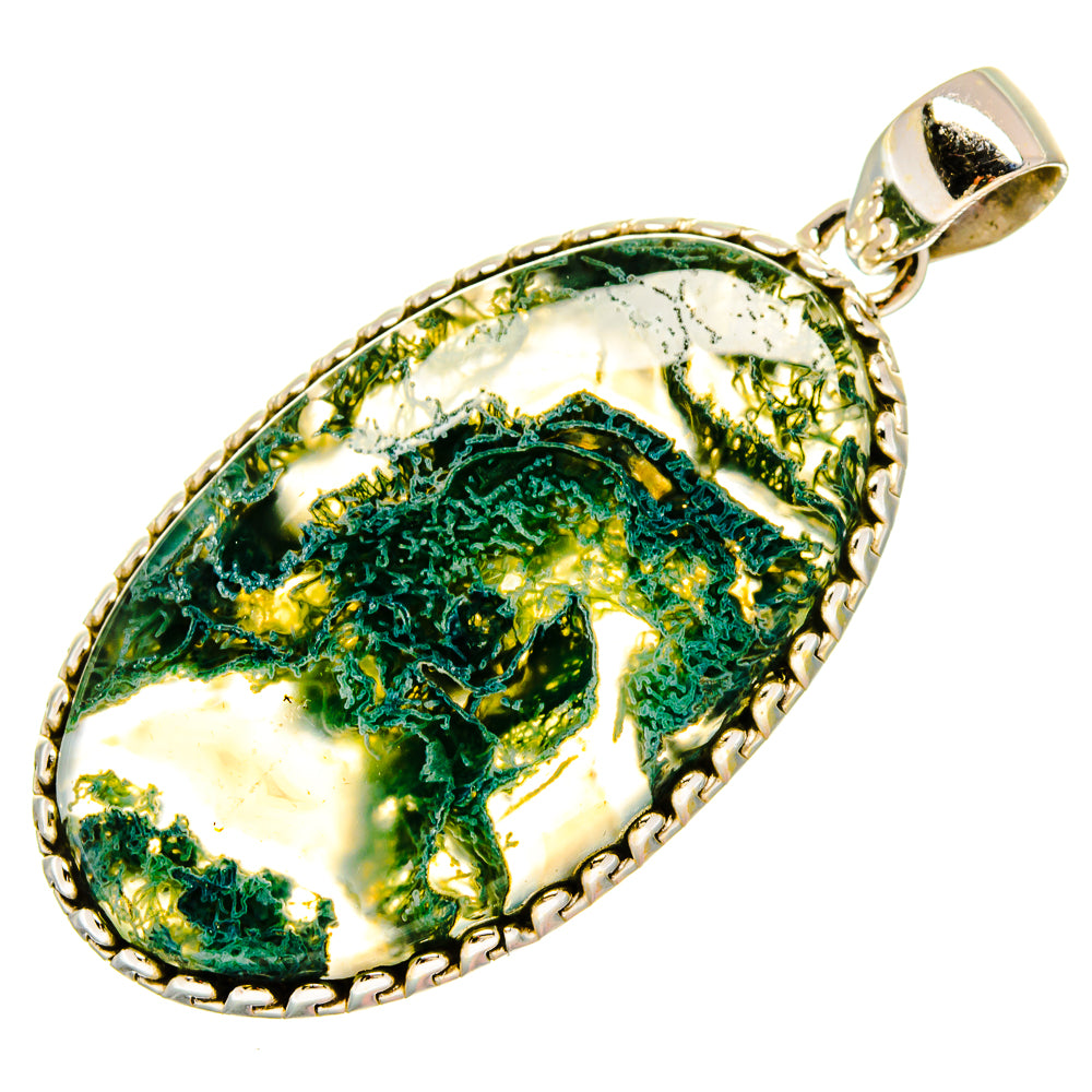 Green Moss Agate Pendants handcrafted by Ana Silver Co - PD16663