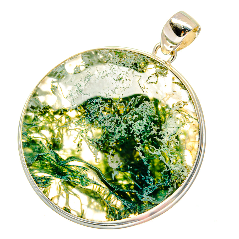 Green Moss Agate Pendants handcrafted by Ana Silver Co - PD16702
