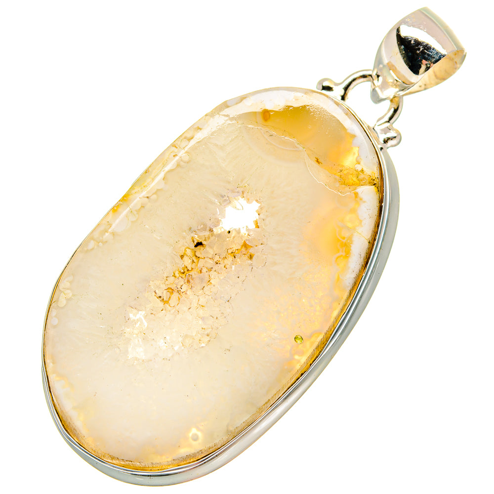 White Geode Slice Pendants handcrafted by Ana Silver Co - PD16732 - Photo 2