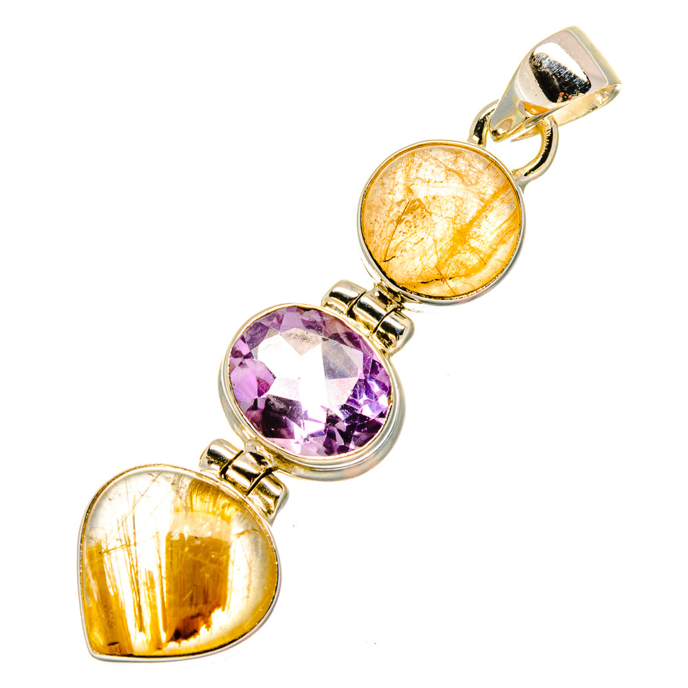 Rutilated Quartz Pendants handcrafted by Ana Silver Co - PD16737