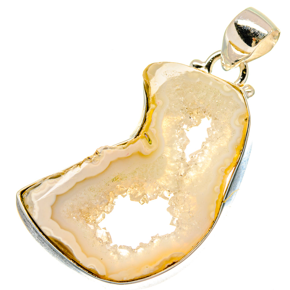 White Geode Slice Pendants handcrafted by Ana Silver Co - PD16816