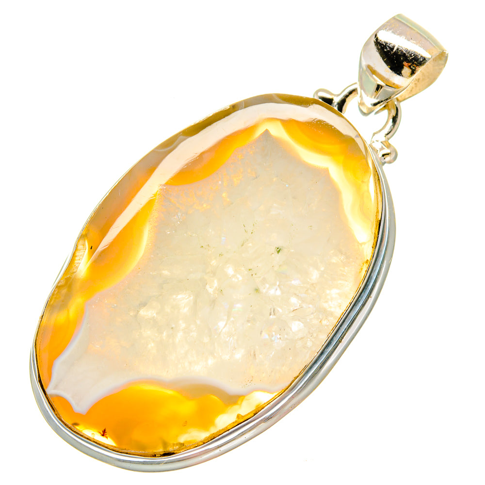 White Geode Slice Pendants handcrafted by Ana Silver Co - PD16817