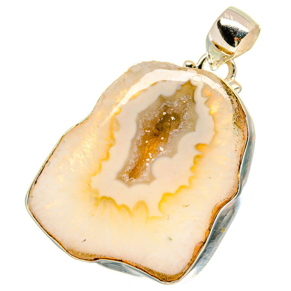 White Geode Slice Pendants handcrafted by Ana Silver Co - PD16883