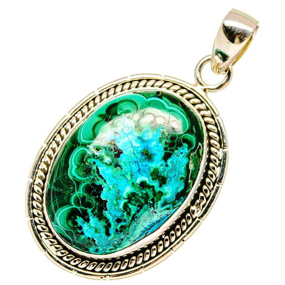 Malachite In Chrysocolla Pendants handcrafted by Ana Silver Co - PD16921