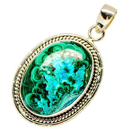 Malachite In Chrysocolla Pendants handcrafted by Ana Silver Co - PD16921