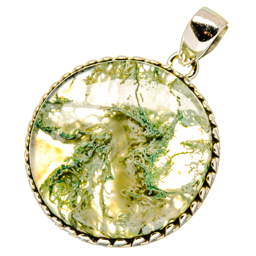 Green Moss Agate Pendants handcrafted by Ana Silver Co - PD16996
