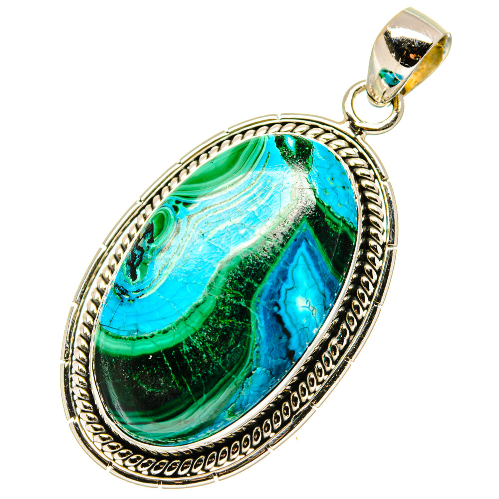 Malachite In Chrysocolla Pendants handcrafted by Ana Silver Co - PD17013