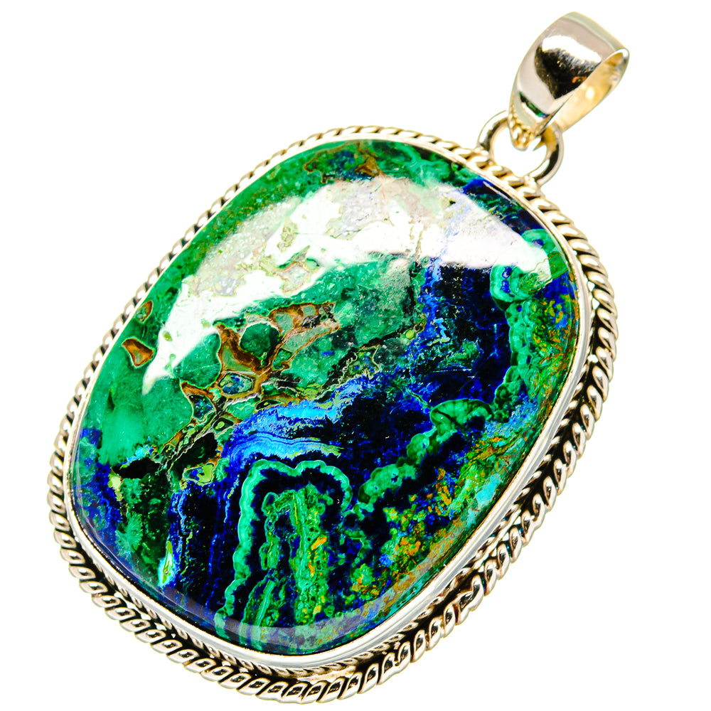 Malachite In Chrysocolla Pendants handcrafted by Ana Silver Co - PD17017