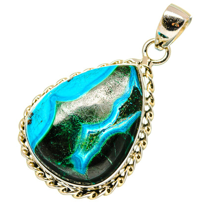 Malachite In Chrysocolla Pendants handcrafted by Ana Silver Co - PD17019