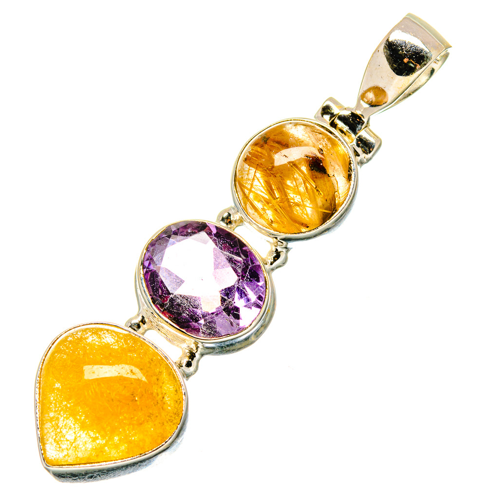 Rutilated Quartz Pendants handcrafted by Ana Silver Co - PD17047