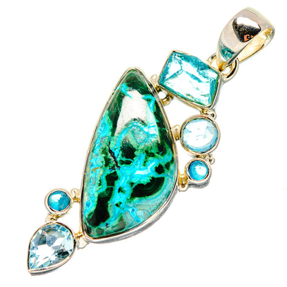 Malachite In Chrysocolla Pendants handcrafted by Ana Silver Co - PD17222