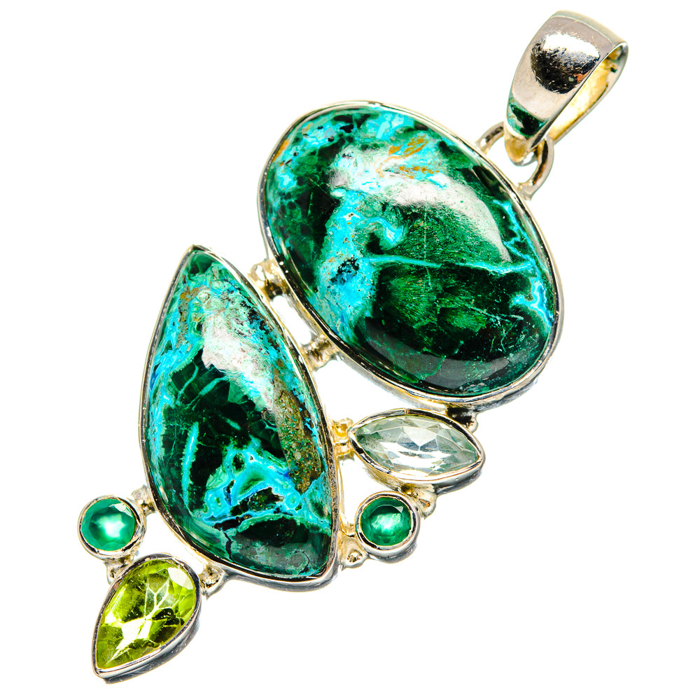 Malachite In Chrysocolla Pendants handcrafted by Ana Silver Co - PD17266