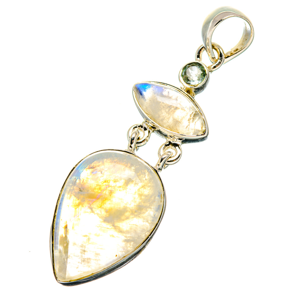 Rainbow Moosntone Pendants handcrafted by Ana Silver Co - PD17279
