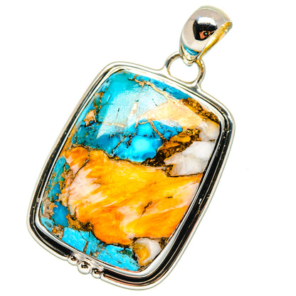 Blue Orange Copper Composite Turquoise Pendants handcrafted by Ana Silver Co - PD17303