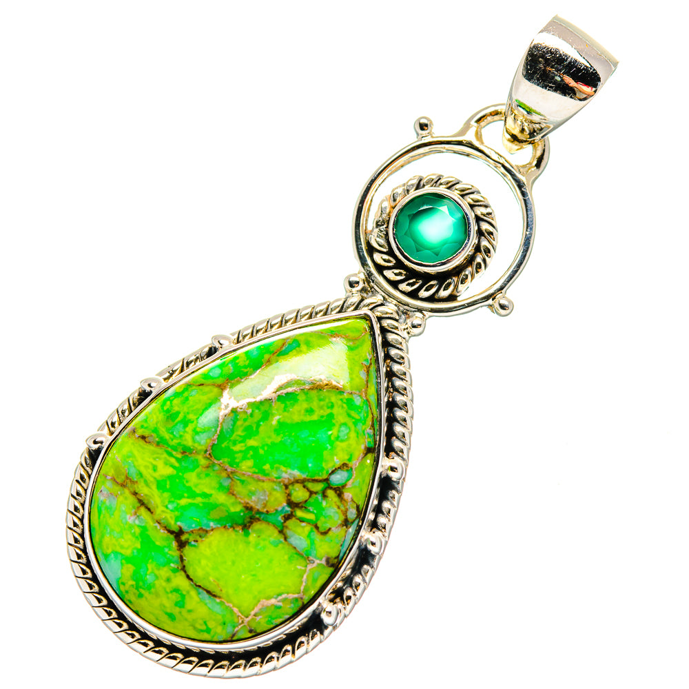 Green Copper Composite Turquoise Pendants handcrafted by Ana Silver Co - PD17310
