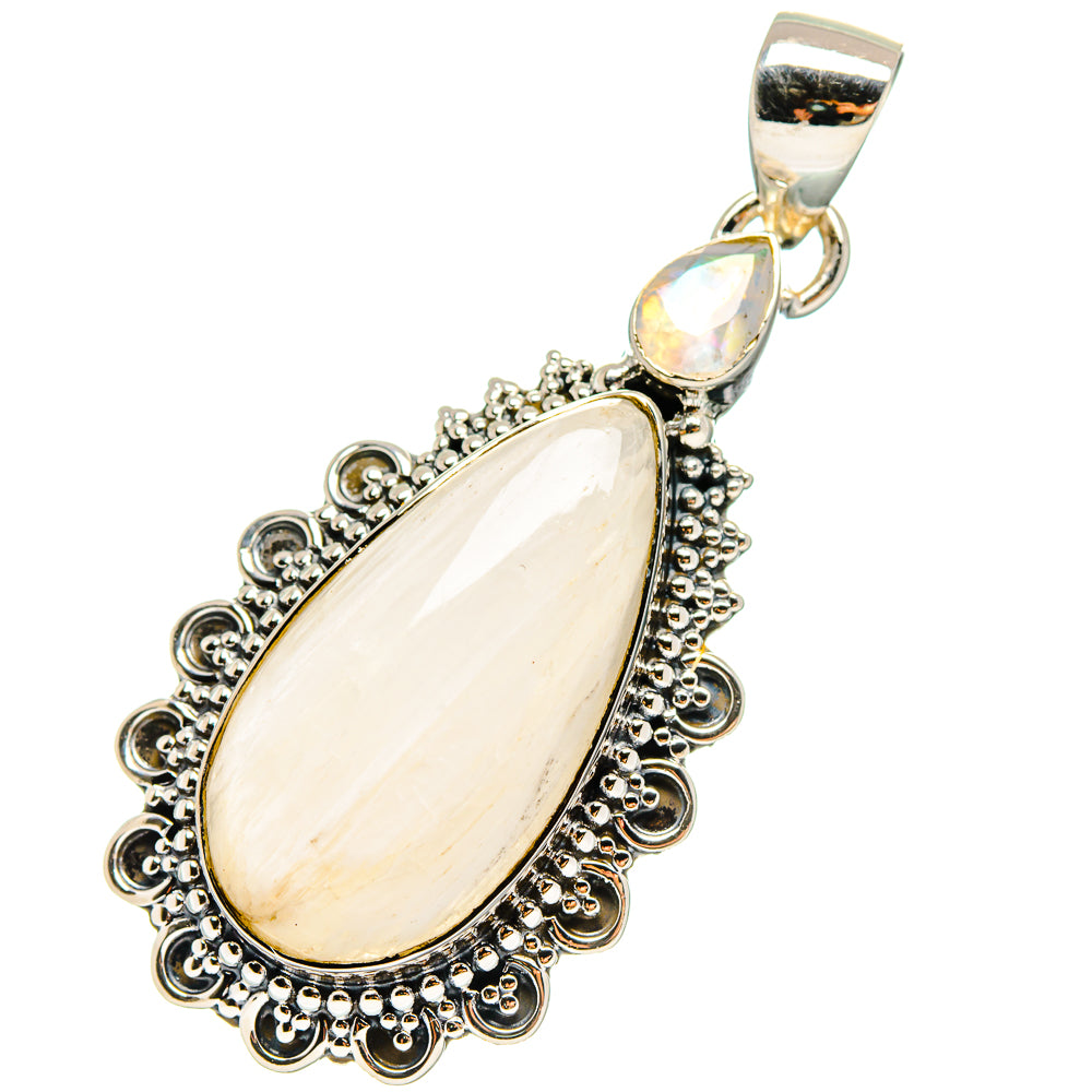 White Scolecite Pendants handcrafted by Ana Silver Co - PD17314