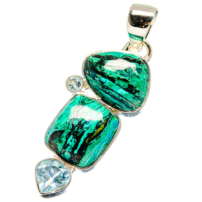 Malachite In Chrysocolla Pendants handcrafted by Ana Silver Co - PD17343
