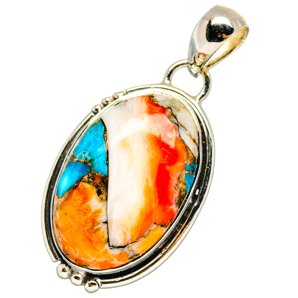 Orange Blue Copper Composite Turquoise Pendants handcrafted by Ana Silver Co - PD17352